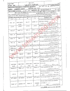 Commercial Geography 12th Class Past Paper 2023 — Multan Board cover