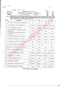 Biology 12th Class Past Paper 2023 — Faisalabad Board cover