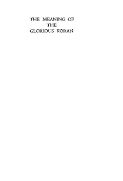 The Meaning of the Glorious Koran cover