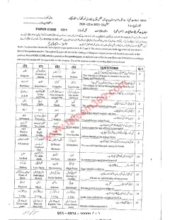 Home Economics 9th Class Past Paper 2024 — Sargodha Board cover
