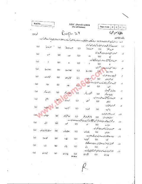 Punjabi 9th Class Past Paper 2024 — Rawalpindi Board cover