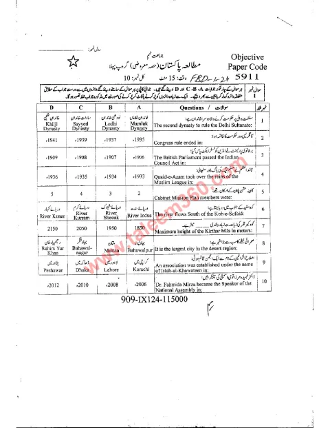 Pakistan Studies 9th Class Past Paper 2024 — Faisalabad Board cover