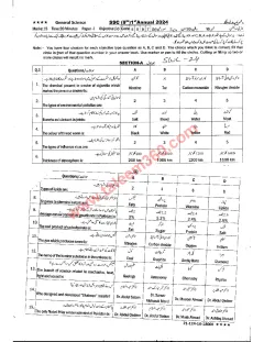 General Science 9th Class Past Paper 2024 — Sahiwal Board cover