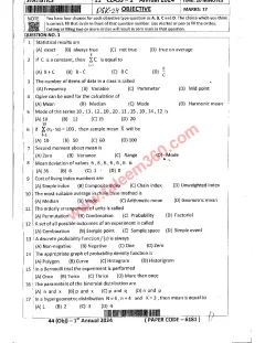Statistics 11th Class Past Paper 2024 — DG Khan Board cover